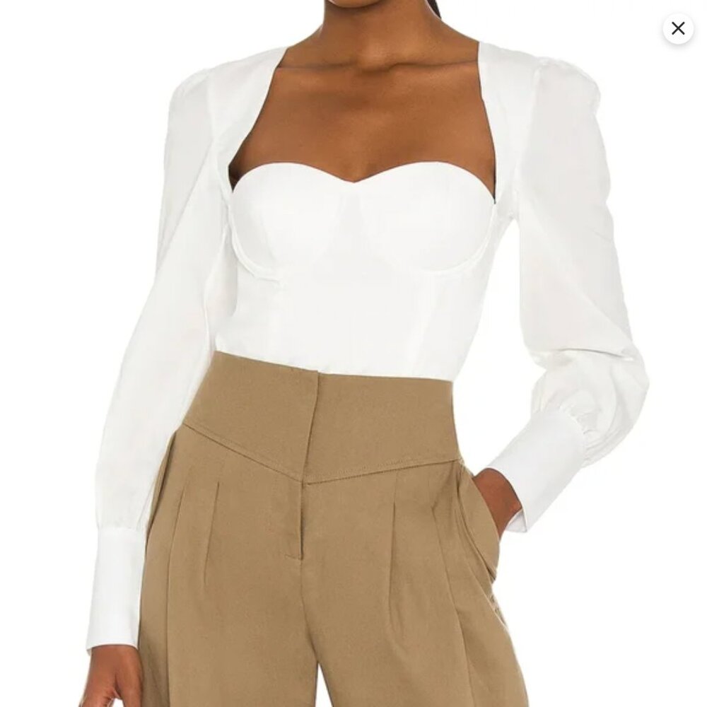 NBD 4Fia Long Sleeve Top in White, NWT, Size XS
